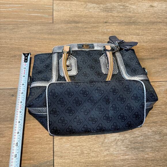Guess Los Angeles Handbag Black/Sliver Purse  Designer Logo Bag - Picture 3 of 10